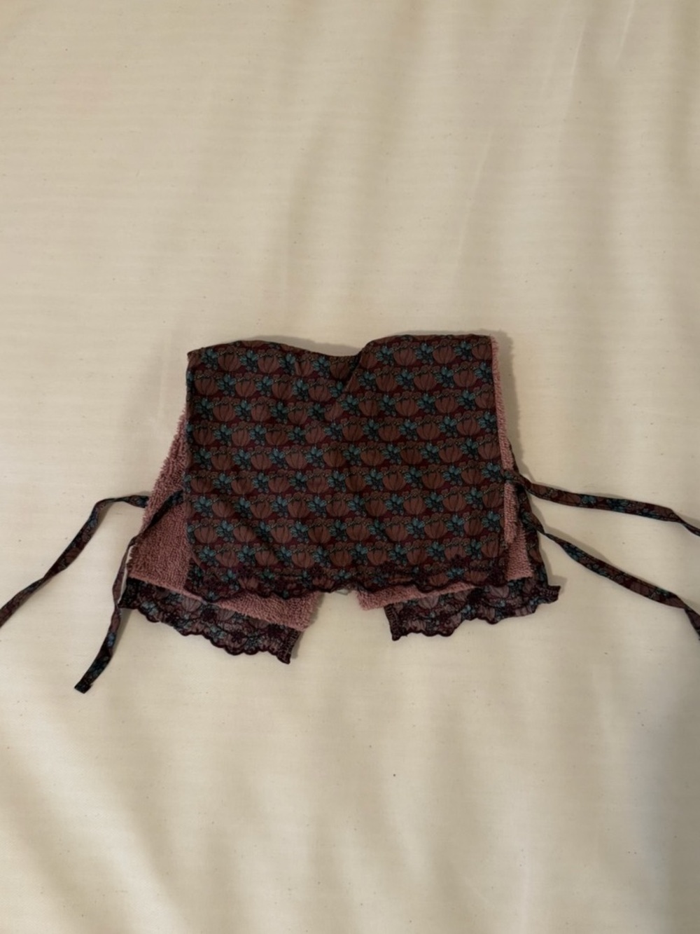 Zara Floral Brown and Teal Strapless Crop Top